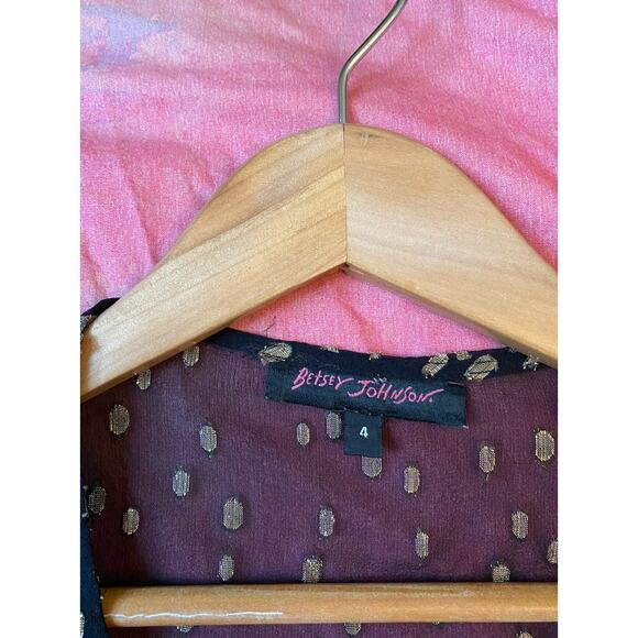 Betsey Johnson Vintage Y2K Silk Dress Kimono Angel Sleeves USA Sz 4 Silk Lurex - Picture 5 of 5